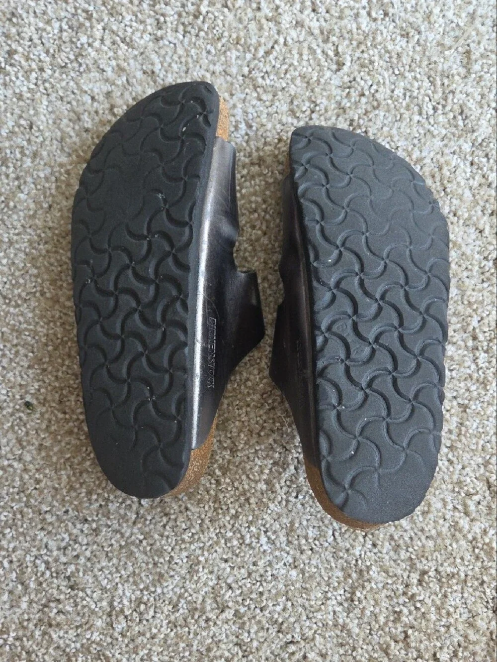 Birkenstock Brown/Black Leather Buckle Slide Sandals